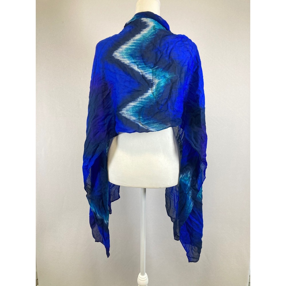 Boho Coastal Chicos Womens One Size‎ Blue Tie Dye Lightweight Rayon Wrap Scarf